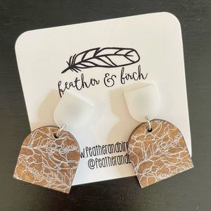 Feather & Birch Wood and Acrylic Earrings